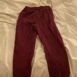 Wine colored, no logo, stretch sweatpants